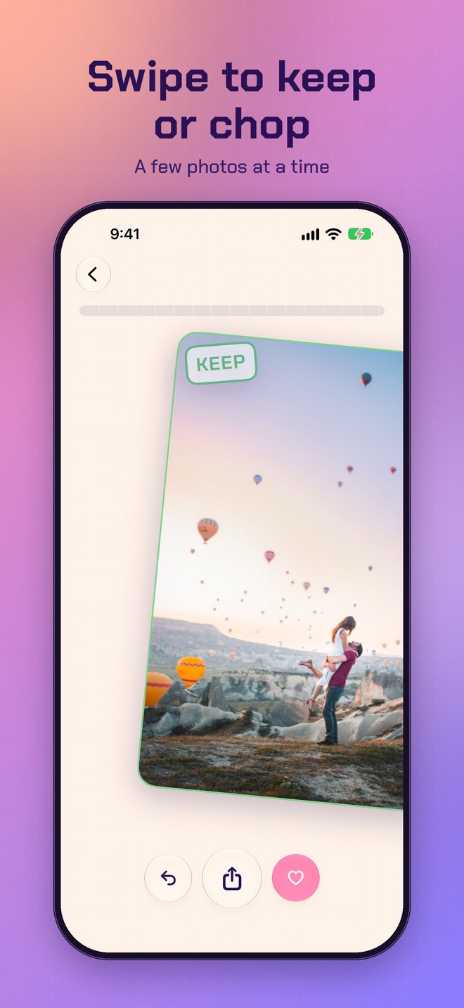 Swiping a photo to keep or chop